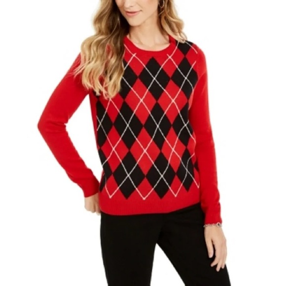 Charter Club red and black plaid sweater girls cut XXS - Picture 2 of 6